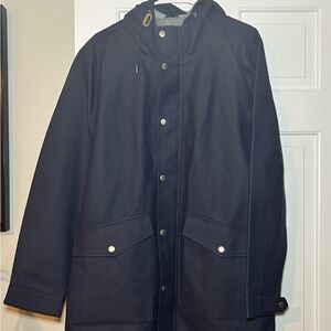 New Without Tags- Levi's Men's Navy Blue Rubberized Rain Parka Jacket